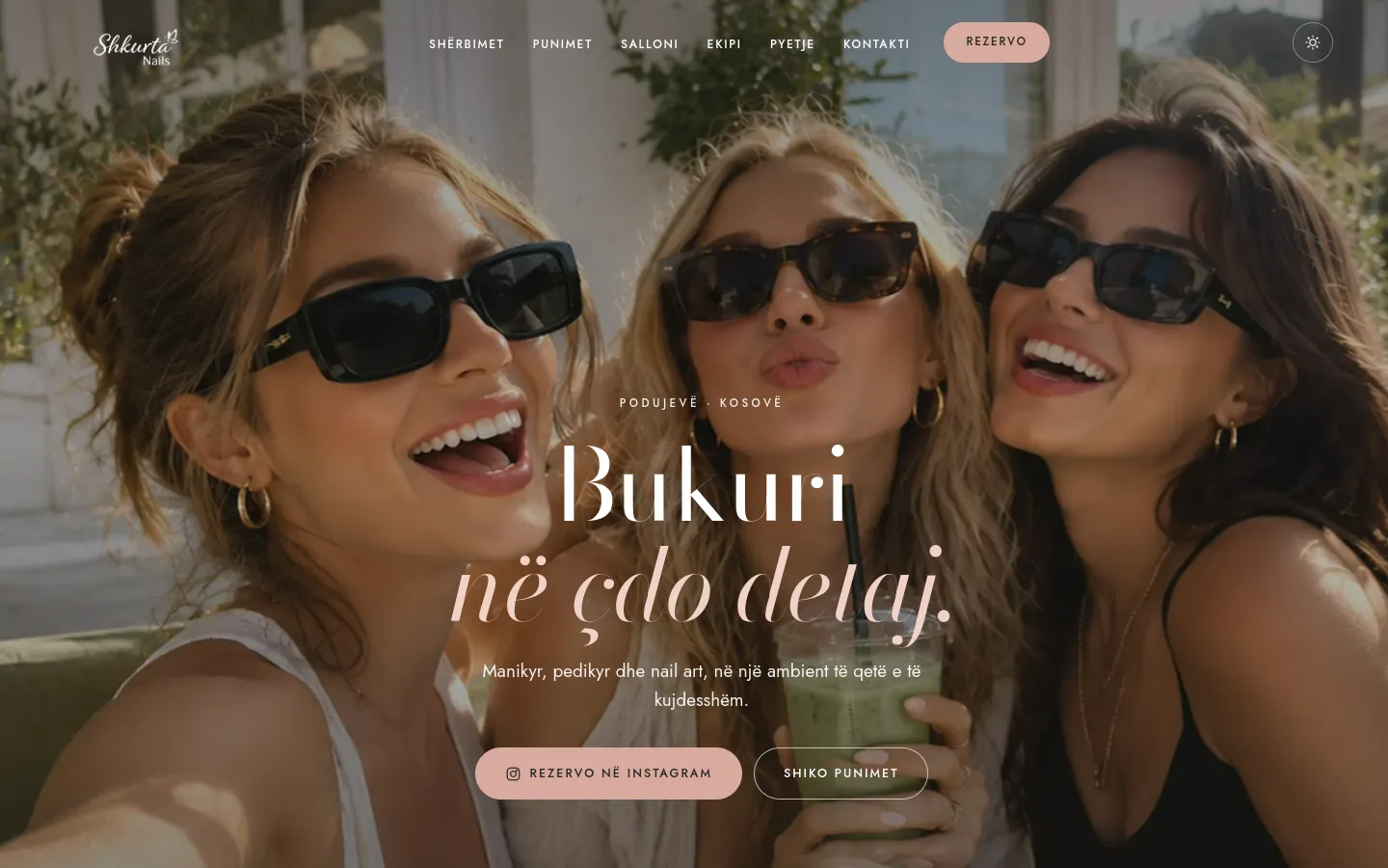 Homepage of the Shkurta Nails salon website designed and built by Xovahweb
